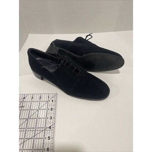 Stuart Weitzman Women's Black Lace-up Shoes Block Heel Fabric Gore-Tex Size 9 B - Picture 1 of 16